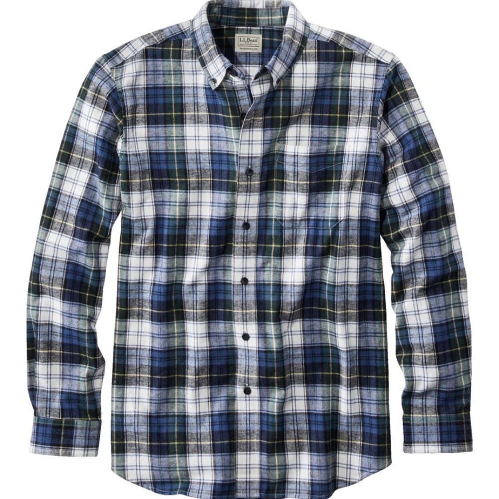 Like New Mens LL Bean Flannel Scotch Plaid Shirt L Tall